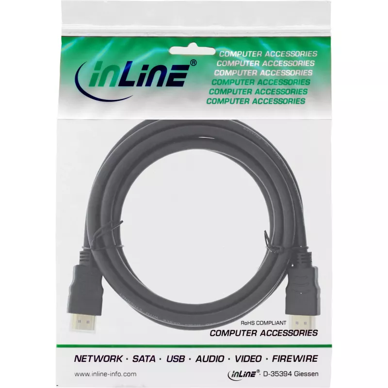 InLine High Speed kabel HDMI z Ethernetem Premium 4K2K męski / męski czarny 0,5m