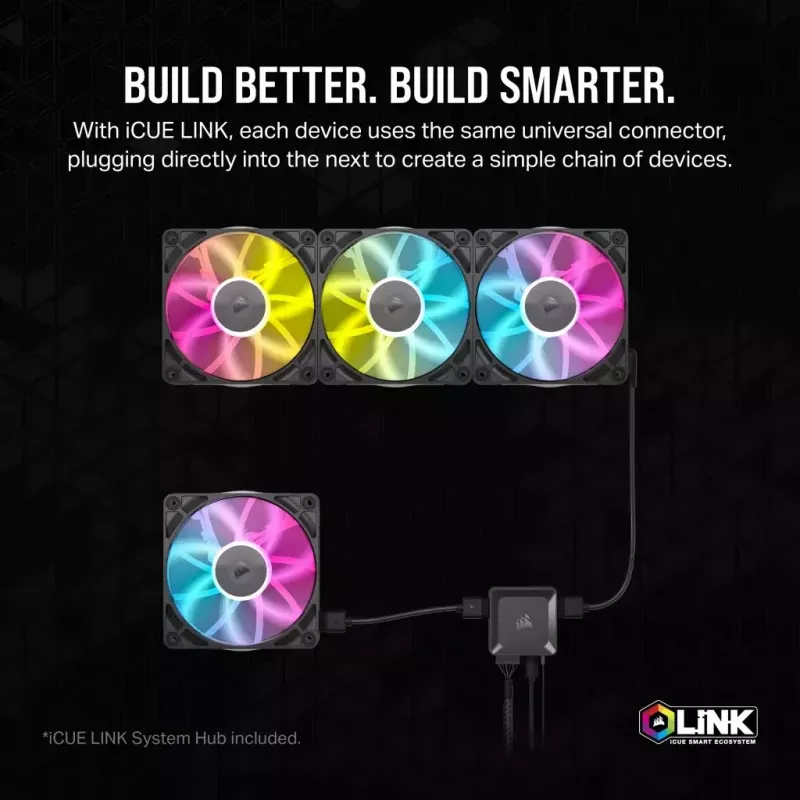 Wentylator Corsair iCUE LINK RX120 RGB 12 cm 400-2100 RPM Łożysko magnetyczne