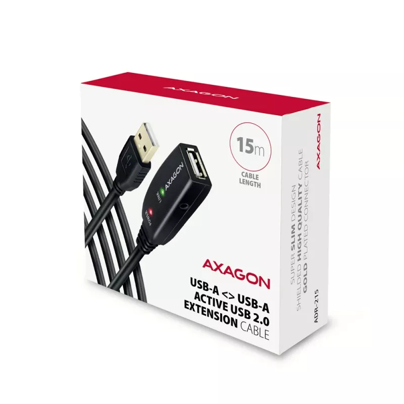 Axagon ADR-215 USB 2.0 A-M -> A-F aktywny przedłużacz/repeater 15 m