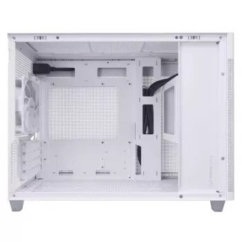 Obudowa PC ASUS AP201 PRIME CASE TG biały Mini Tower — micro ATX, szkło hartowane, 3× kieszenie 3,5 cala, 1× 2,5 cala, USB-A×2, USB-C×1