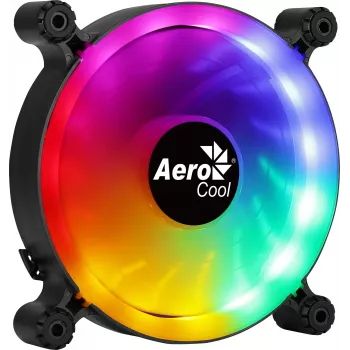 AEROCOOL 120 mm wentylator do obudowy PC SPECTRO12 RGB, 12 V, 1000 RPM, 3,6 W, Molex, antywibracyjny, łożysko ślizgowe, czarny
