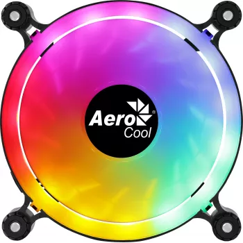 AEROCOOL 120 mm wentylator do obudowy PC SPECTRO12 RGB, 12 V, 1000 RPM, 3,6 W, Molex, antywibracyjny, łożysko ślizgowe, czarny