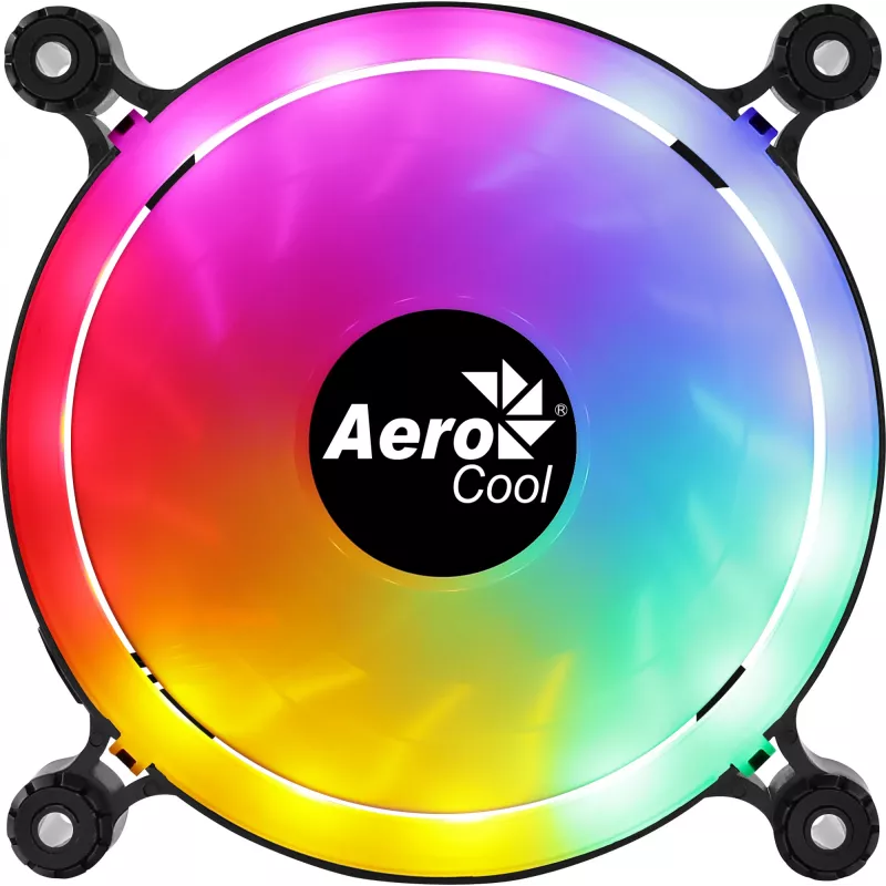 AEROCOOL 120 mm wentylator do obudowy PC SPECTRO12 RGB, 12 V, 1000 RPM, 3,6 W, Molex, antywibracyjny, łożysko ślizgowe, czarny