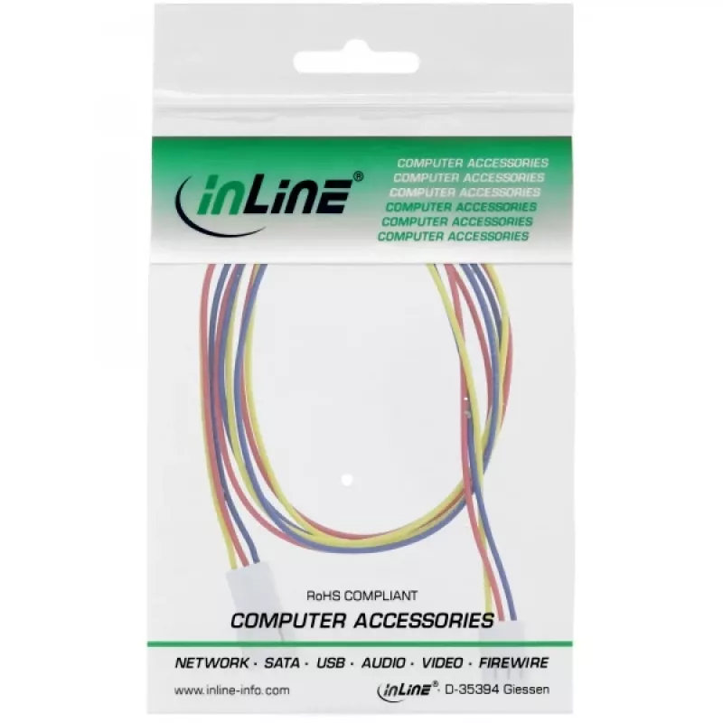 Przedłużacz kabla wentylatora InLine 3-pin Molex męski/żeński długość 0,60 m