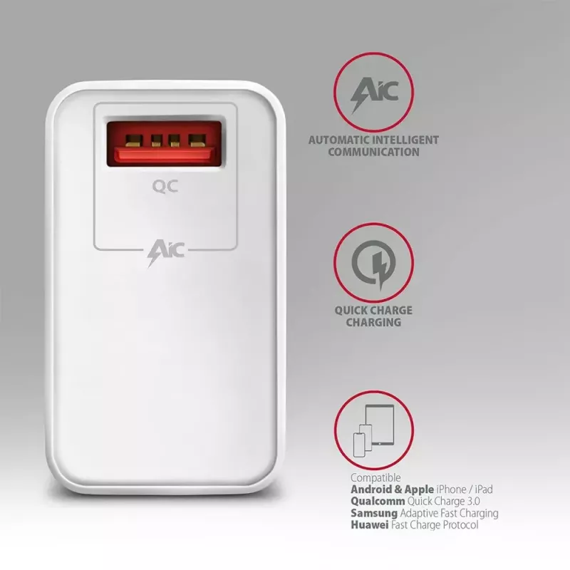 Axagon ACU-QC19W ładowarka sieciowa 1x QC3.0/AFC/FCP/SMART 19W biała
