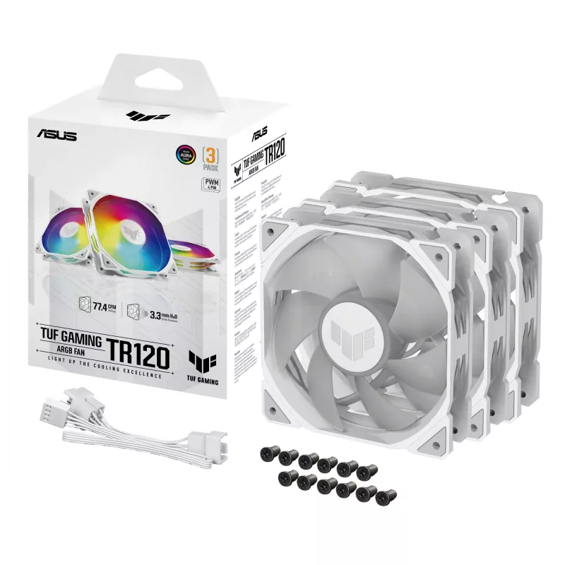 ASUS TUF GAMING TR120 ARGB 3IN1 biały Chłodzenie powietrzne Obudowa komputera 12 cm