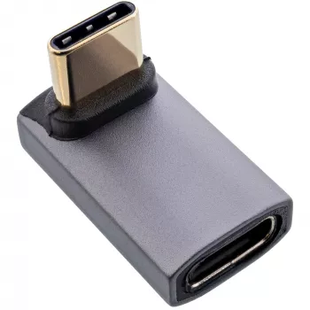 Adapter InLine USB4, USB-C męski/żeński kątowy góra/dół, aluminium, szary