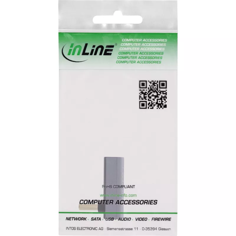 Adapter InLine USB4, USB-C męski/żeński kątowy góra/dół, aluminium, szary