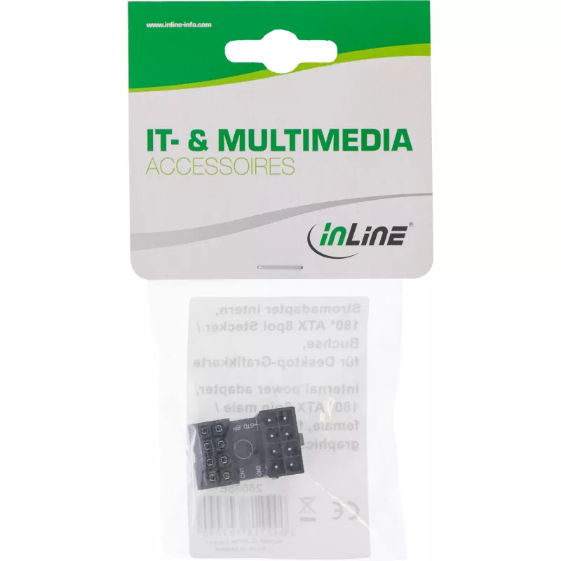 Wewnętrzny adapter zasilania InLine 180° ATX 8pin męski żeński czarny 26638E