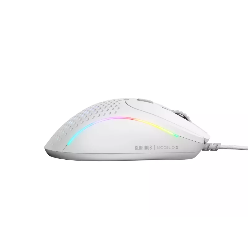 Glorious Gaming Glorious Model D 2 Wired - Matowy biały, Praworęczna, Optyczna, USB Type-A, 26000 DPI, Biały