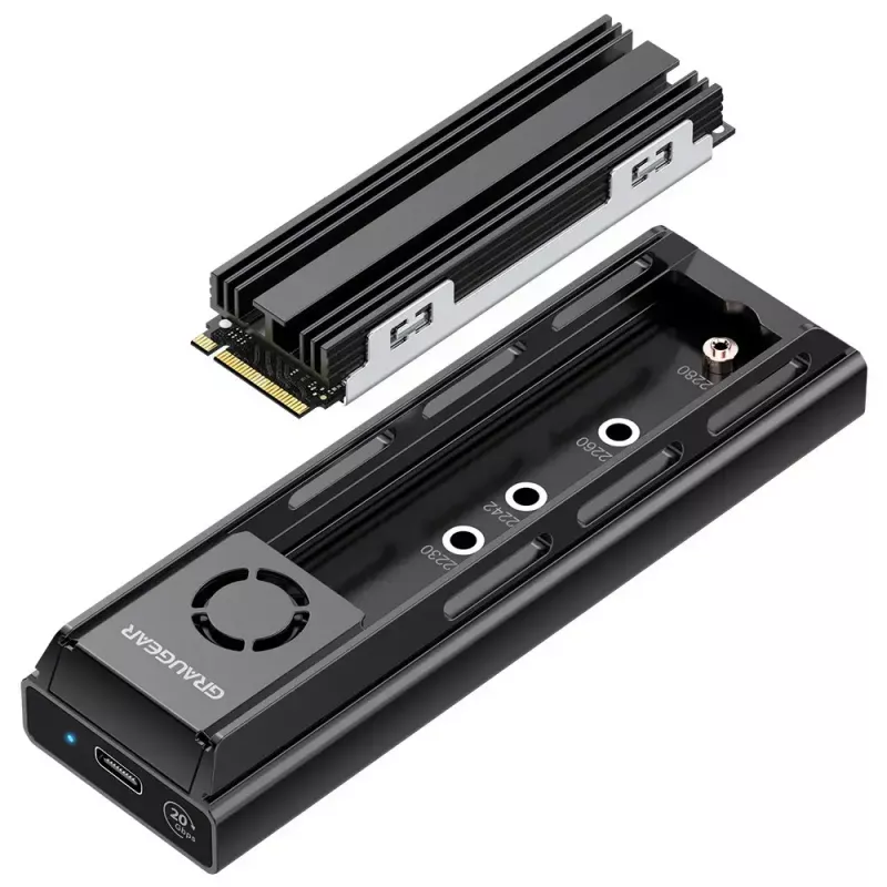 GrauGear G-M205-20G-F stacja dokująca do dysków M.2 NVMe/NGFF SSD, USB 3.2 Gen 2x2 Type-C, 20 Gb/s, czarna
