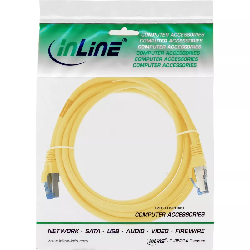 InLine Patch kabel S/FTP PiMF Cat.6A halogen free 500MHz żółty 3m