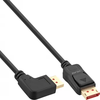 Kabel InLine DisplayPort 1.4, 8K4K, kątowy w lewo, czarny/złoty, 3 m
