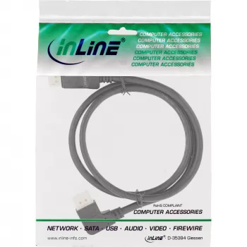 Kabel InLine DisplayPort 1.4, 8K4K, kątowy w lewo, czarny/złoty, 3 m