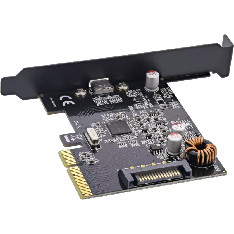 Karta interfejsu InLine, USB 3.2 Gen.2x2, 1x USB-C, PCIe x4, PCIe, niskoprofilowa, PCIe 4.0, 100 mm, 1,28 mm, 120 mm