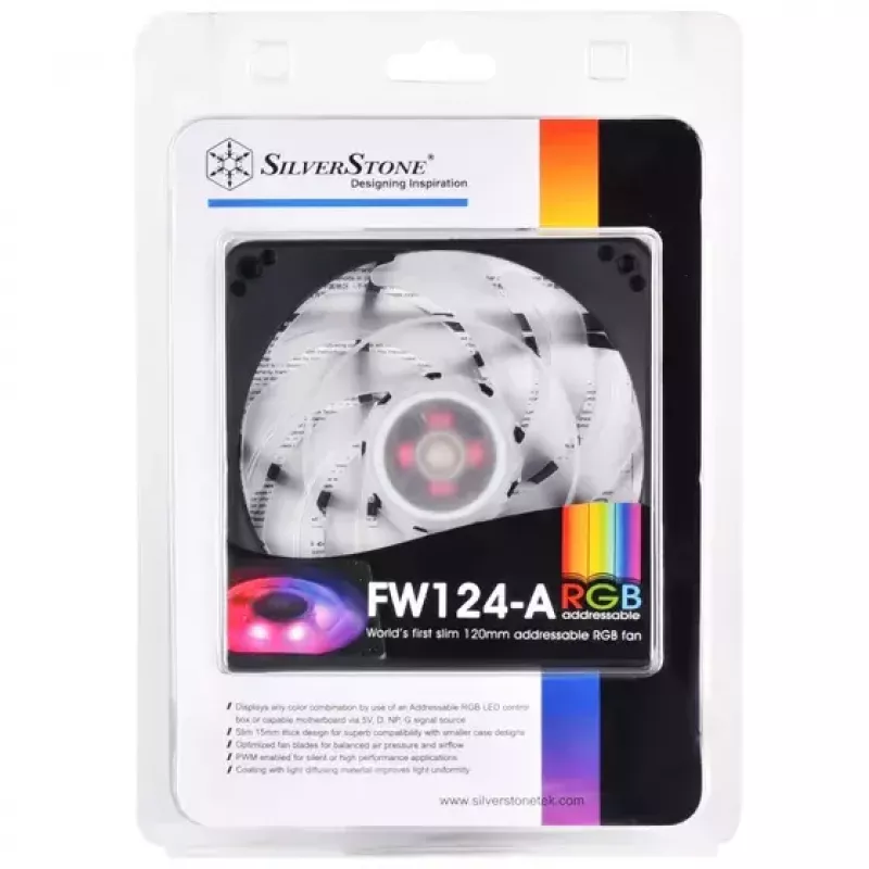 Chłodzenie powietrzne Silverstone FW124 do obudowy komputera, czarne, białe