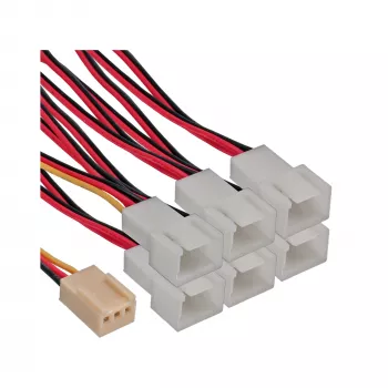 adapter kablowyowy wentylatora InLine Y 3-pin Molex żeński / 6x 3-pin Molex męski