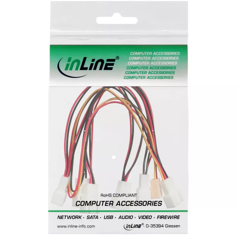 adapter kablowyowy wentylatora InLine Y 3-pin Molex żeński / 6x 3-pin Molex męski