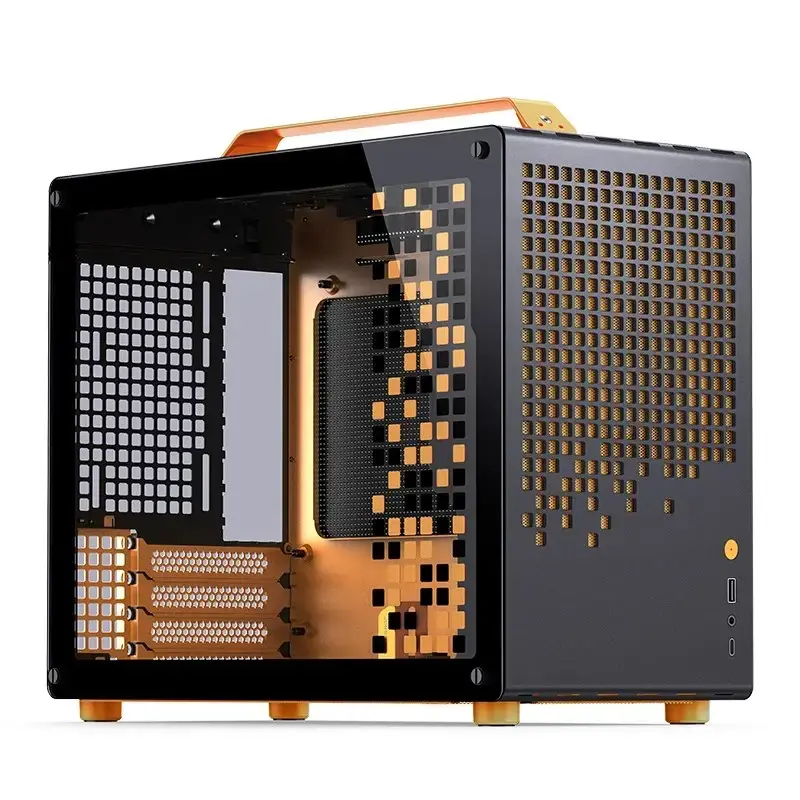 Obudowa komputerowa JONSPLUS MATX Handle Case Z20 - Czarno-Pomarańczowa