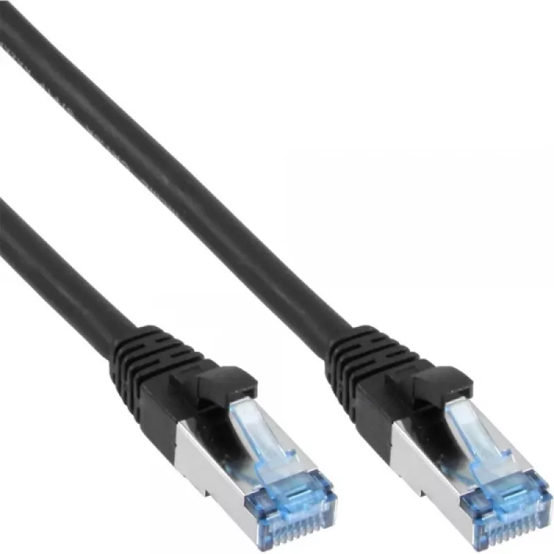 InLine Patch kabel S/FTP PiMF Cat.6A bezhalogenowy 500MHz czarny 0.5m