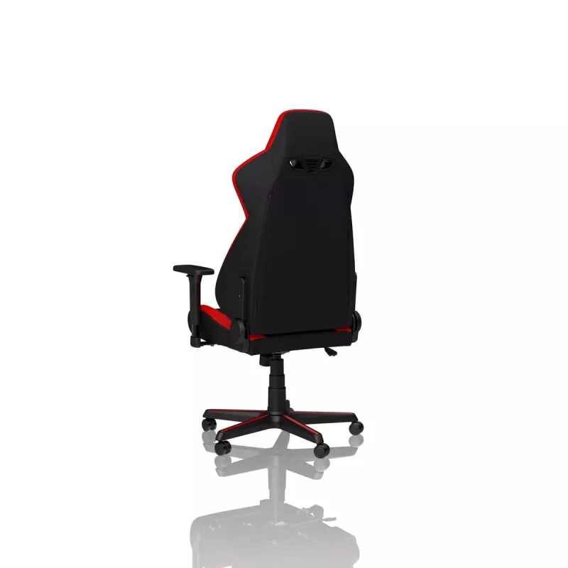Fotel gamingowy Nitro Concepts S300 z obiciem materiałowym, regulowana wysokość 128–140 cm, szerokość oparcia 56 cm, siedzisko materiałowe (Czarny/Czerwony)