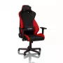 Fotel gamingowy Nitro Concepts S300 z obiciem materiałowym, regulowana wysokość 128–140 cm, szerokość oparcia 56 cm, siedzisko materiałowe (Czarny/Czerwony)