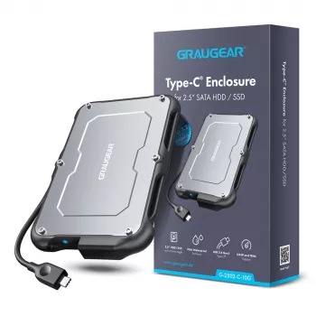 Obudowa HDD/SSD GRAUGEAR G-2502-C-10G 2.5 cala Czarna Stal 6TB