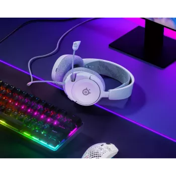 Zestaw słuchawkowy STEELSERIES Arctis Nova 1 przewodowy 3,5 mm, binauralny, biały, kabel 1,2 m, odłączany, mikrofon na wysięgniku