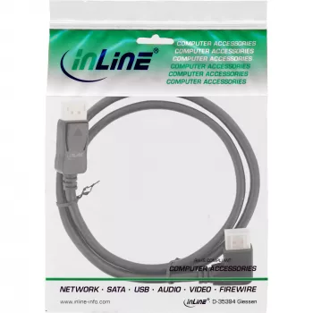 Kabel InLine DisplayPort 1.4, 8K4K, kątowy, czarno-złoty, 1 m