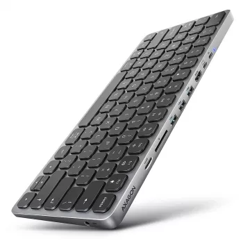 Axagon HMC-KB-US, Hub USB 5 Gb/s z klawiaturą, HDMI 4K/60Hz, 3x USB-A, SD/mSD, audio, PD 100, układ US