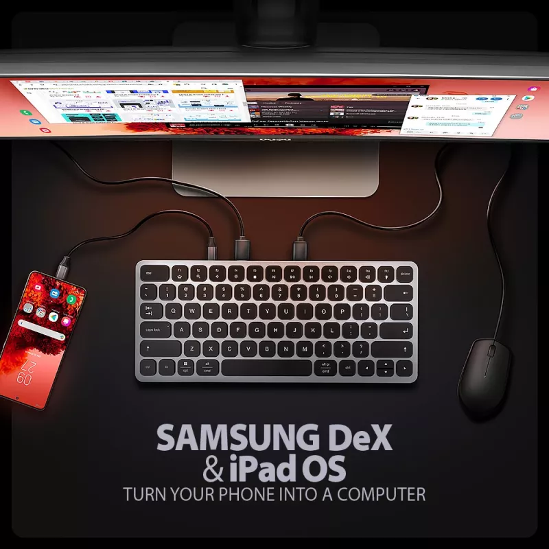 Axagon HMC-KB-US, Hub USB 5 Gb/s z klawiaturą, HDMI 4K/60Hz, 3x USB-A, SD/mSD, audio, PD 100, układ US