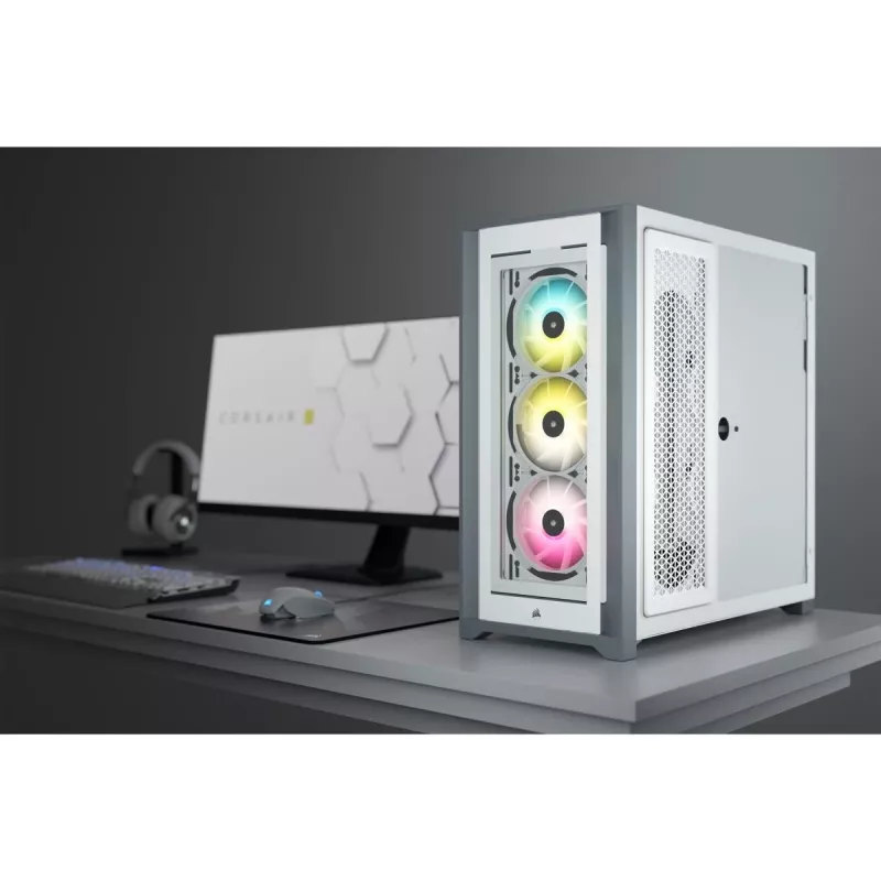 Obudowa CORSAIR iCUE 5000X RGB - Mid-tower ATX z hartowanym szkłem - Biała