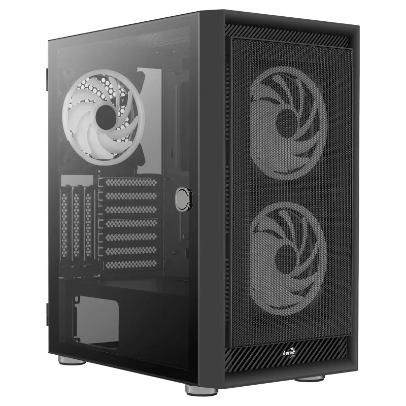 AeroCool Graphite v3 (Graphite-G-BK-v3) ACCM-PB24133.11 obudowa Midi Tower, ATX/MicroATX/Mini-ITX, boczny panel ze szkła hartowanego, bez zasilacza, czarna