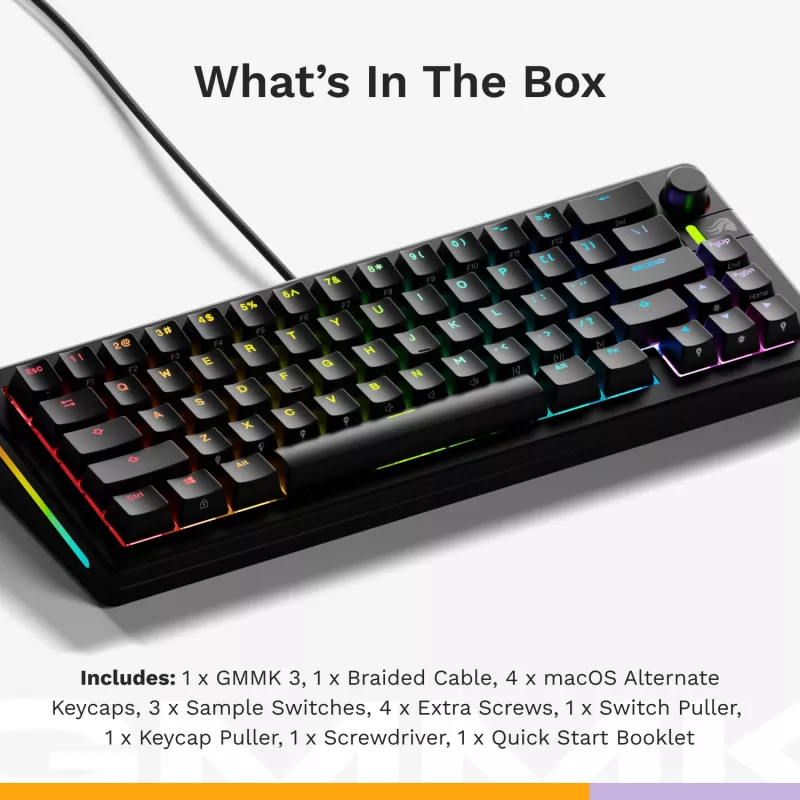 Mechaniczna klawiatura gamingowa GLORIOUS GMMK 3 65% przewodowa USB, QWERTY US, RGB, czarna