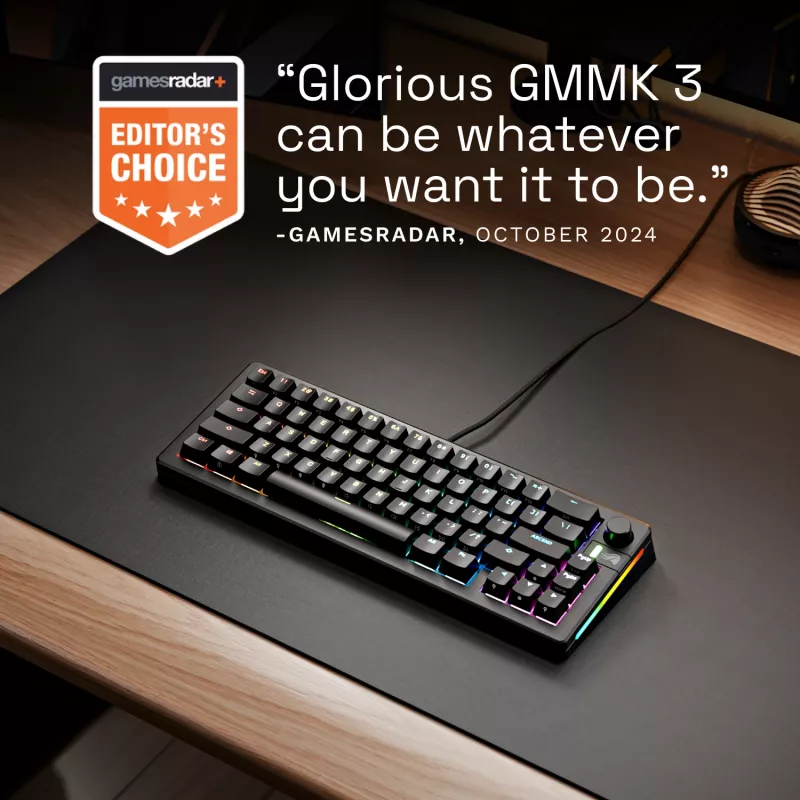 Mechaniczna klawiatura gamingowa GLORIOUS GMMK 3 65% przewodowa USB, QWERTY US, RGB, czarna