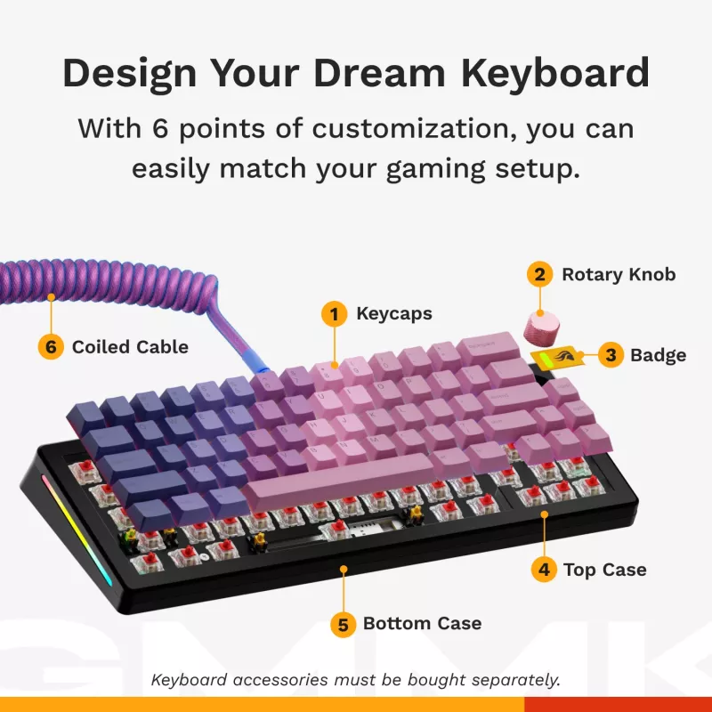 Mechaniczna klawiatura gamingowa GLORIOUS GMMK 3 65% przewodowa USB, QWERTY US, RGB, czarna