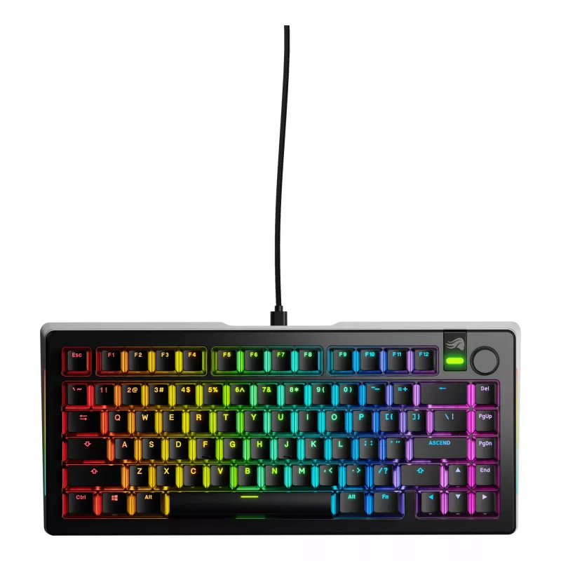 Glorious Gaming GMMK 3 PRO 75% Prebuilt Wired Czarny - US, Przewodowa, USB, Mechaniczna, QWERTY, RGB LED, Czarna