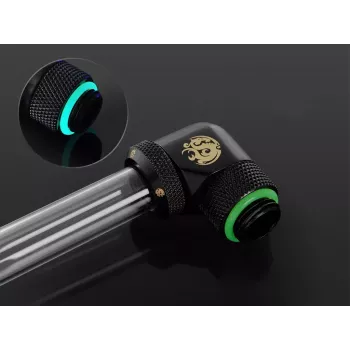 Złączka do chłodzenia cieczą CPU/GPU BitsPower BP-MBE90RML mosiężna obrotowa 90° adapter gwint 1/4 cala czarny