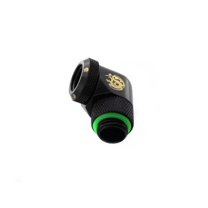 Złączka do chłodzenia cieczą CPU/GPU BitsPower BP-MBE90RML mosiężna obrotowa 90° adapter gwint 1/4 cala czarny