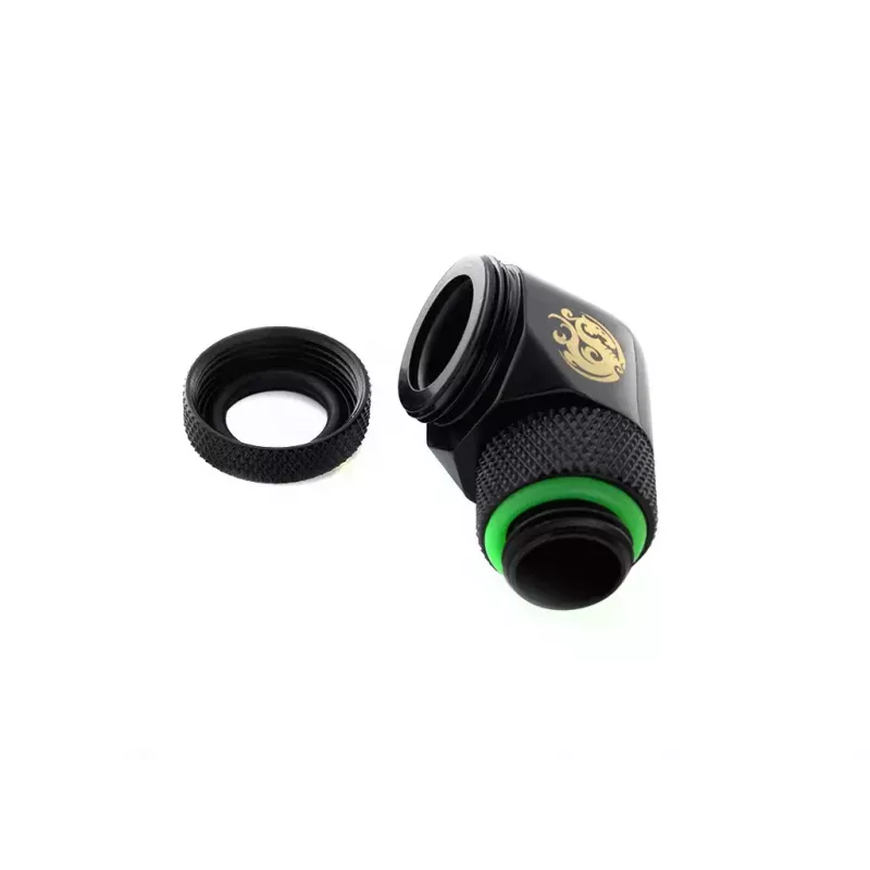Złączka do chłodzenia cieczą CPU/GPU BitsPower BP-MBE90RML mosiężna obrotowa 90° adapter gwint 1/4 cala czarny