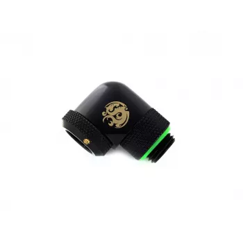 Złączka do chłodzenia cieczą CPU/GPU BitsPower BP-MBE90RML mosiężna obrotowa 90° adapter gwint 1/4 cala czarny