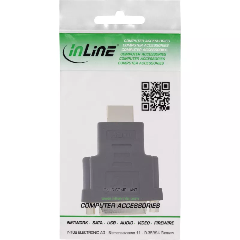Przejściówka InLine HDMI na DVI męski / 24+1 żeński pozłacana, 4K2K