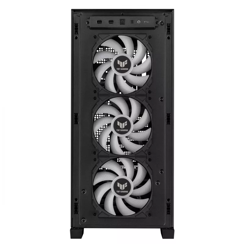 Obudowa PC ASUS TUF Gaming GT302 ARGB Midi Tower Czarna — Szkło hartowane, 3x140mm Przód + 1x140mm Tył, USB-C