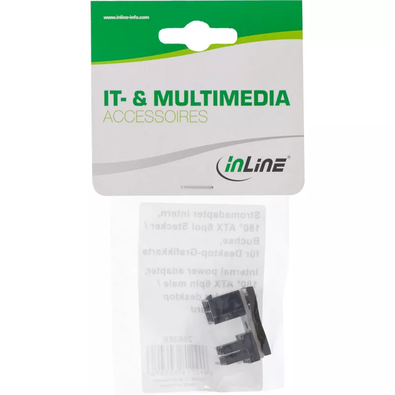 InLine Wewnętrzny adapter zasilania 180° ATX 6-pin męski żeński Czarny 26636E