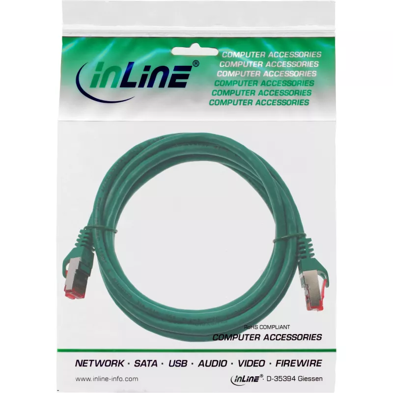 InLine Patch kabel S/FTP PiMF Cat.6 250MHz PVC miedź zielony 3m