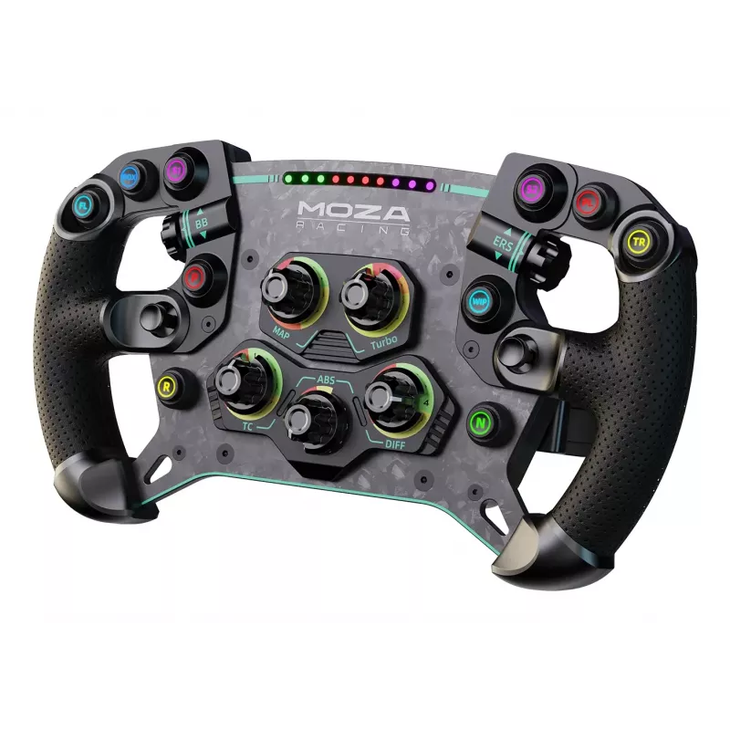 Moza Racing GS V2P Steering Wheel, Kierownica, Przewodowa i bezprzewodowa, Czarny, Polimer wzmocniony włóknem węglowym (CFRP), Włókno węglowe, Skóra, Mikrofibra, Szybkozłącze, Bateria