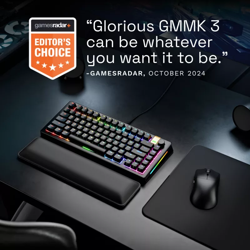 Klawiatura mechaniczna do gier GLORIOUS GMMK 3 PRO HE 75% przewodowa USB, QWERTY, RGB, czarna