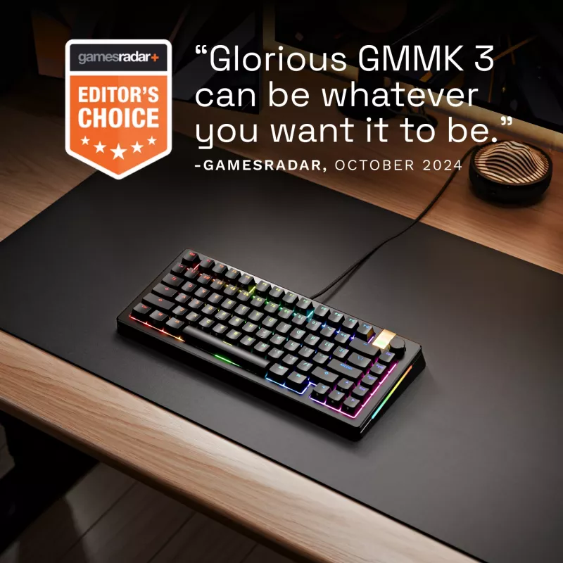 Klawiatura mechaniczna do gier GLORIOUS GMMK 3 PRO HE 75% przewodowa USB, QWERTY, RGB, czarna