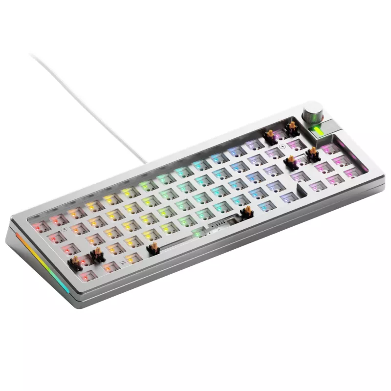 Klawiatura mechaniczna GLORIOUS GMMK 3 PRO 65% Barebones Wired srebrny — 65% USB RGB, kabel 2 m