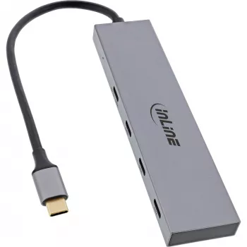 InLine USB 3.2 Gen.2 Hub (10 Gb/s), 4 porty USB-C, OTG, aluminiowa obudowa